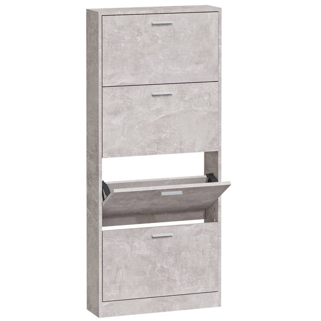 Schuhschrank Betongrau 59x17x150 cm Holzwerkstoff