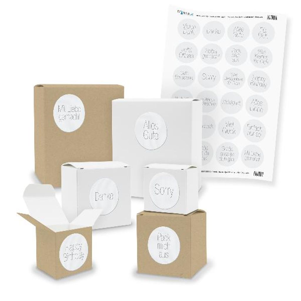 itenga SET Sprüche Schlicht Hell (Motiv 69 V03) 24x kleine Geschenkboxen mit Sti