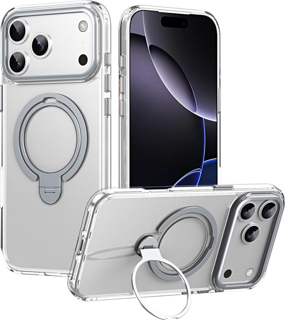 iPhone 17 Pro Max Hülle - Coverup Mattes transparentes TPU Back Cover mit MagSafe Compatible Ring Ständer - Transparent