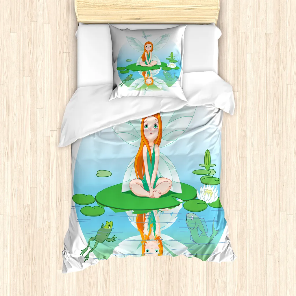Set Letto Singolo ABAKUHAUS Antiacaro: Rane e Fate 135x200 cm