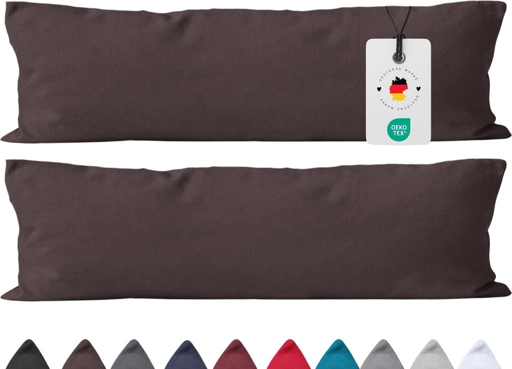 Seitenschläferkissen Bezug 40x145 cm aus 100% Baumwolle, Kissenbezug Weiß Uni