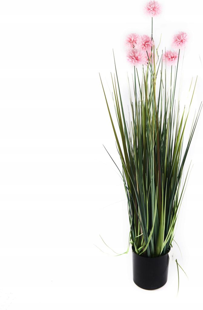Kunstgras mit Blüten 85cm im Topf - Große Kunstpflanze blühend - Deko Gras wie echt