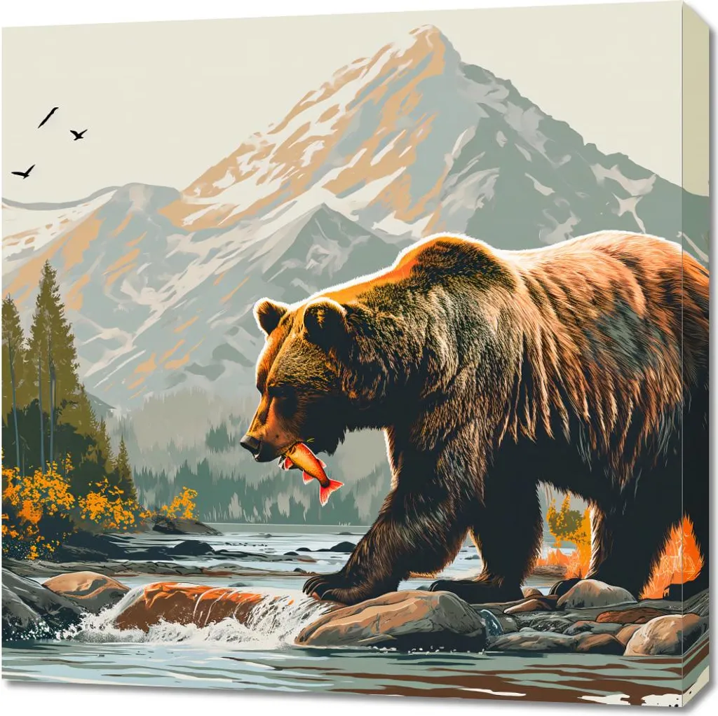 Quadro 70x70 cm Il Signore dei Torrenti di Montagna - Stampa su Tela Fine Art
