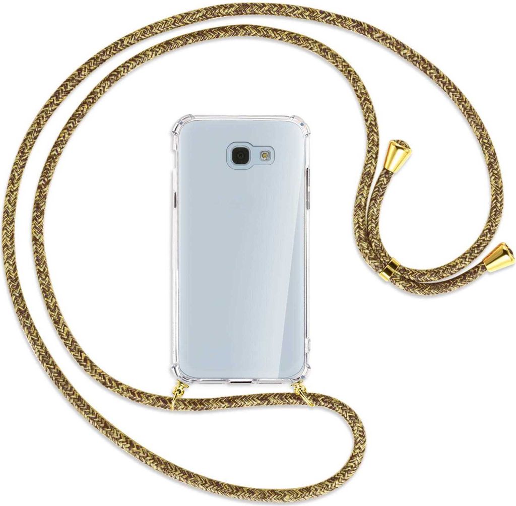Handykette Backcover-Schutzhülle mit Band (Metall goldfarben) für Samsung Galaxy A5 2017 - braun+beige