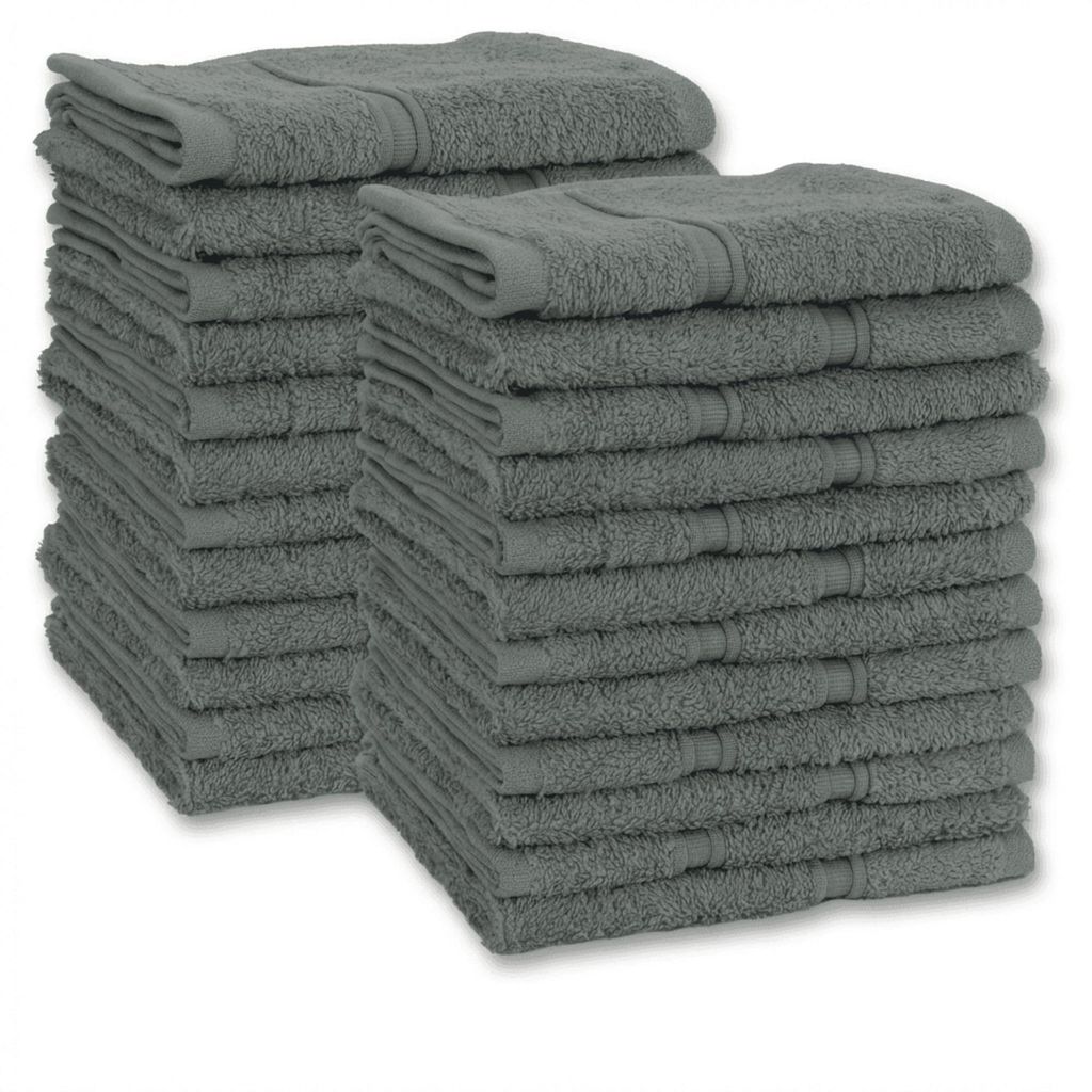 Vency Premium 24er-Pack Gästehandtücher Handtücher für Gesicht und Hände – 100 % Baumwolle, weich und saugfähig – 30x30 cm, Anthrazit