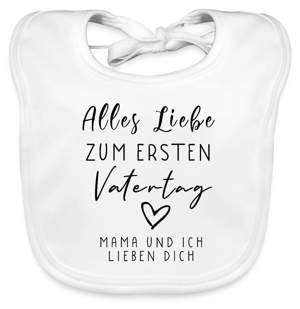 Spreadshirt Alles Liebe Zum Ersten Vatertag Geschenk für Papa Baby Lätzchen Waschbar, One size, Weiß