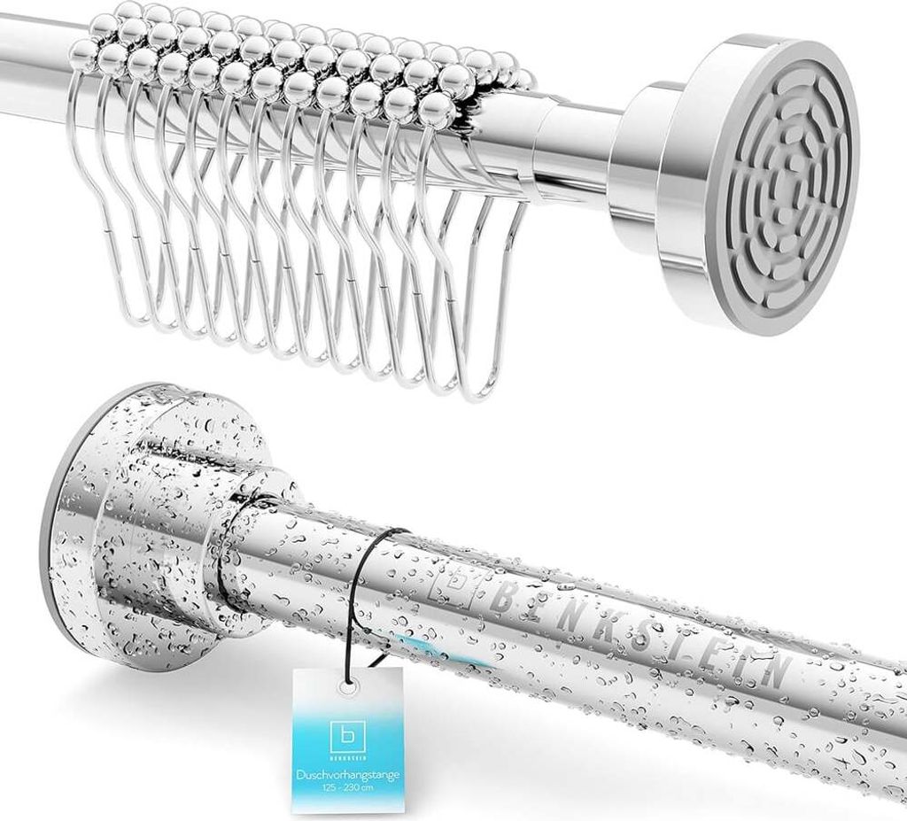 Karnisz prysznicowy BENKSTEIN - 125-220 cm - stal Zdjęcie produktu 