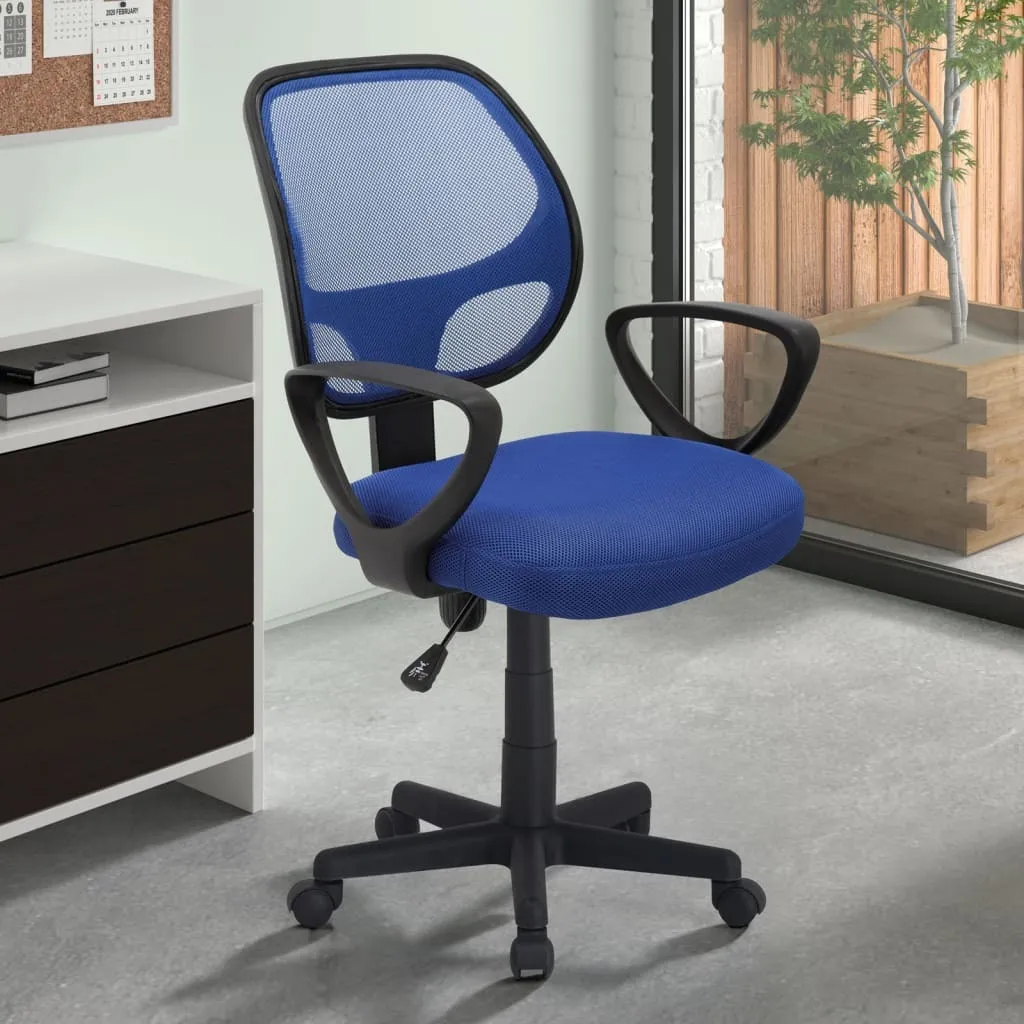 Chaise de bureau pour télétravail Rousseau Hippa bleu tissu confortable