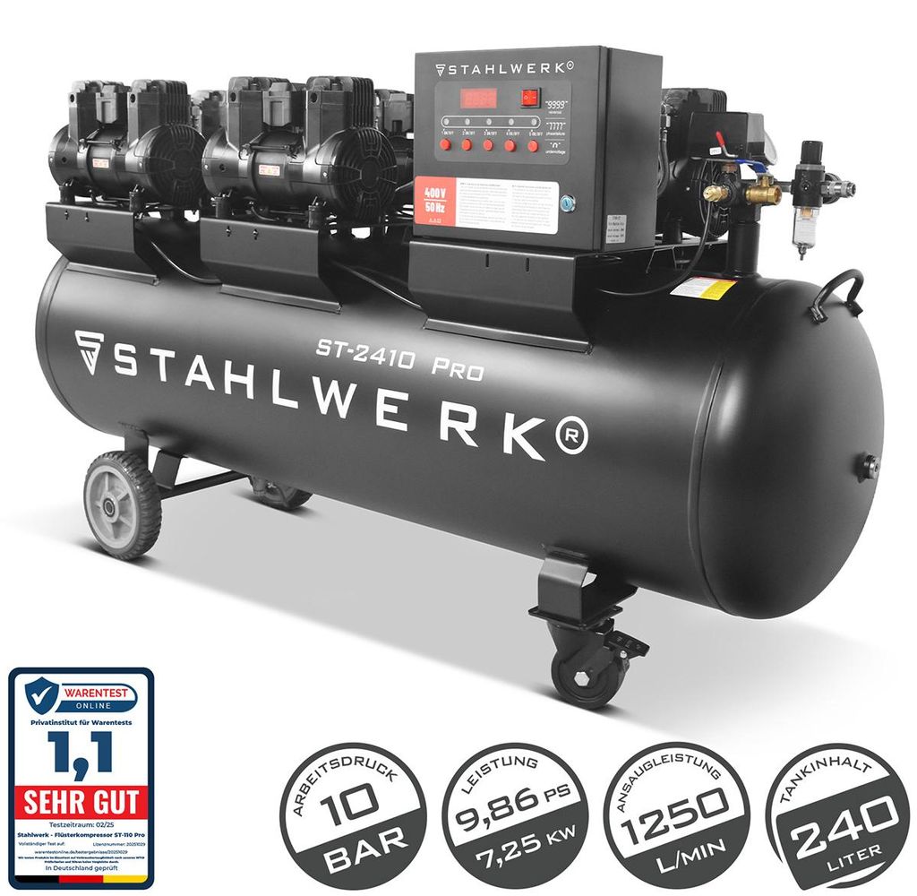 STAHLWERK Kompressor 10 bar 240 L 9,86 PS 7,25 kW 1250 Produktbild 