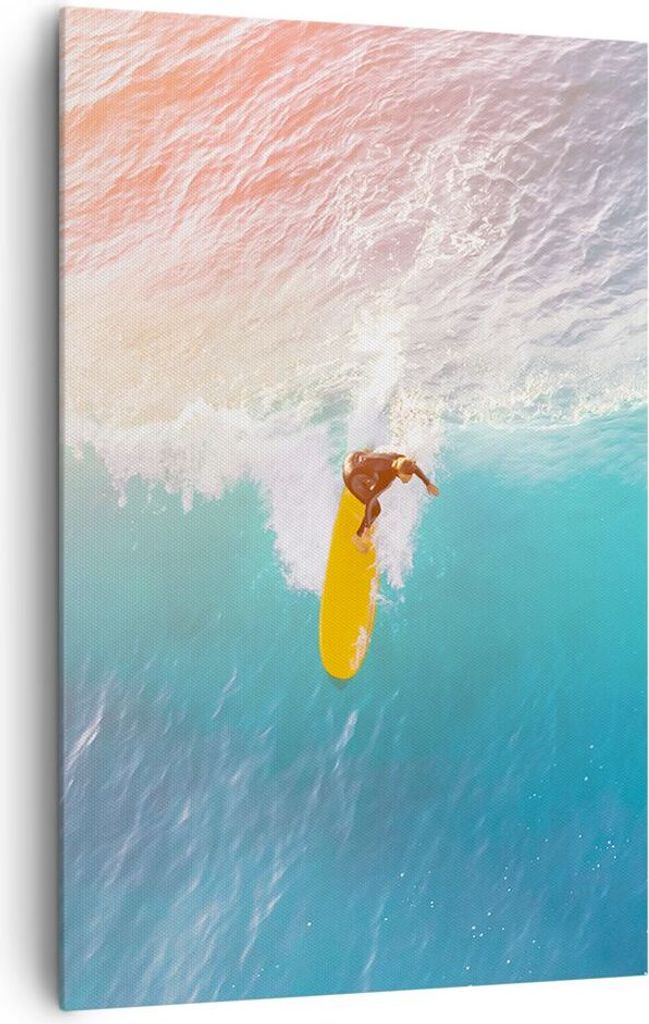 Bild auf Leinwand - Leinwandbild - Einteilig - Surfen Welle Licht - 80x120cm - Wand Bild - Wanddeko - Wandbilder - Leinwanddruck - Wanddekoration -...