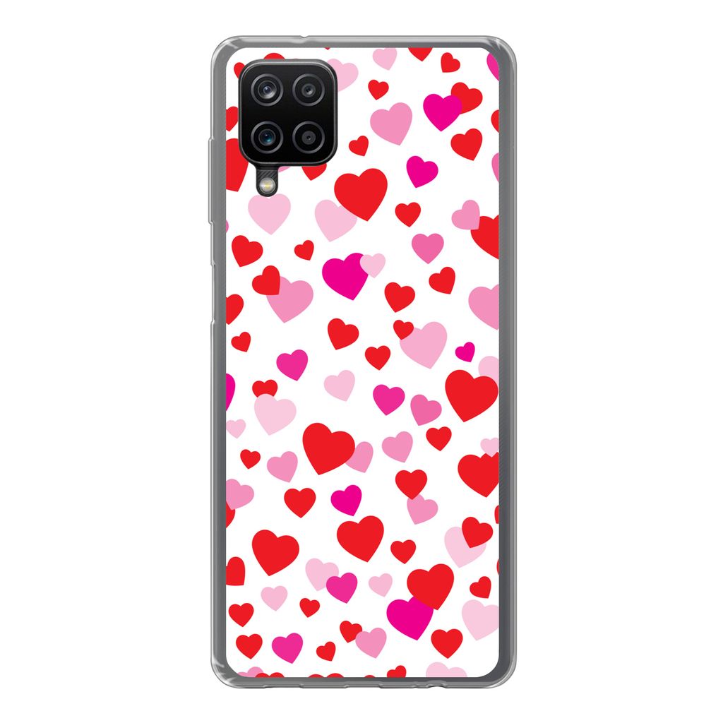 MuchoWow Handyhülle Schutzhülle Hülle für Samsung Galaxy A12 Eine Illustration mit bunten Herzen Silikon Softcase Handy Hülle - Bild