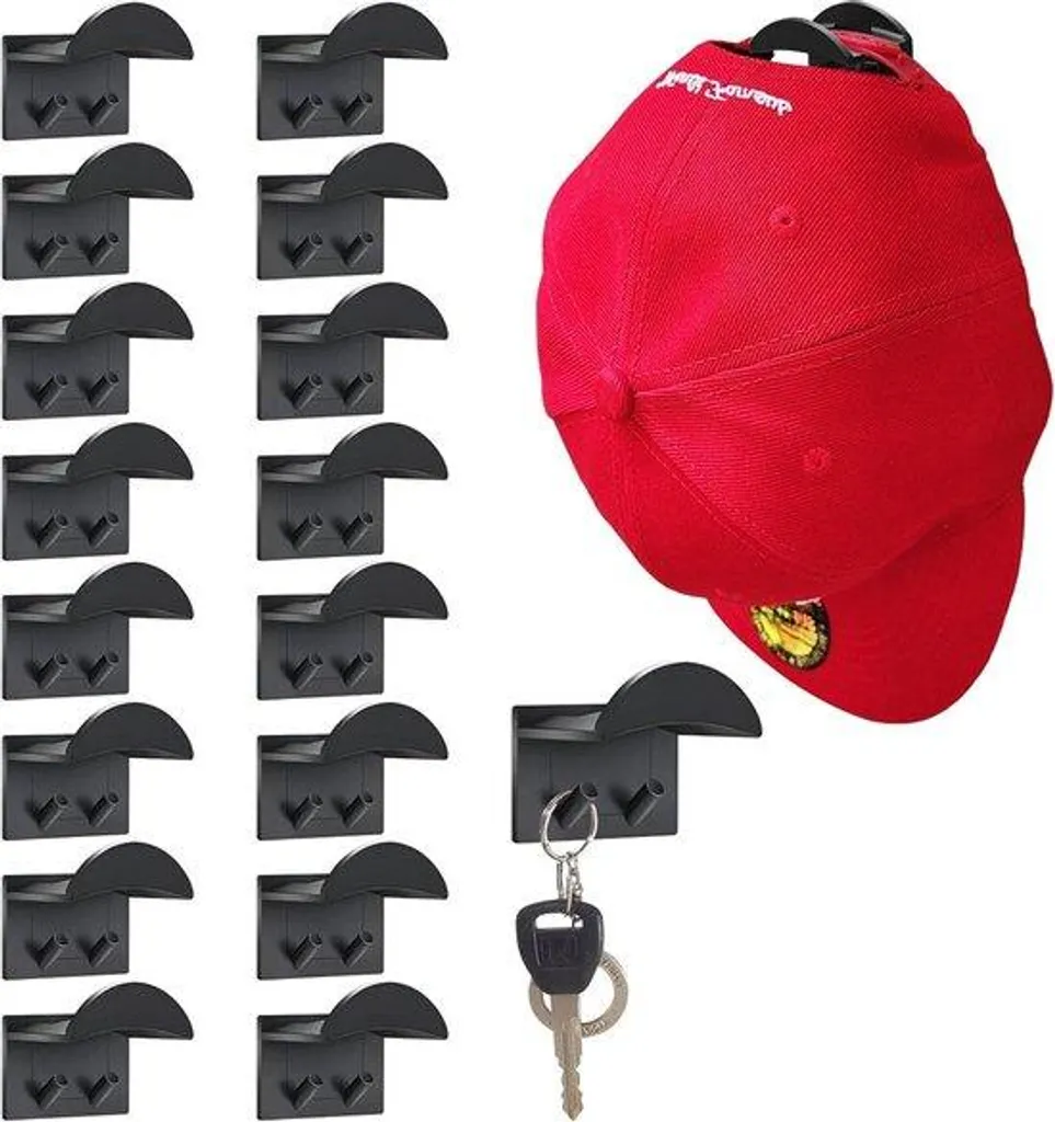 Porte-chapeaux mural avec 16 crochets pour rangement sacs et accessoires