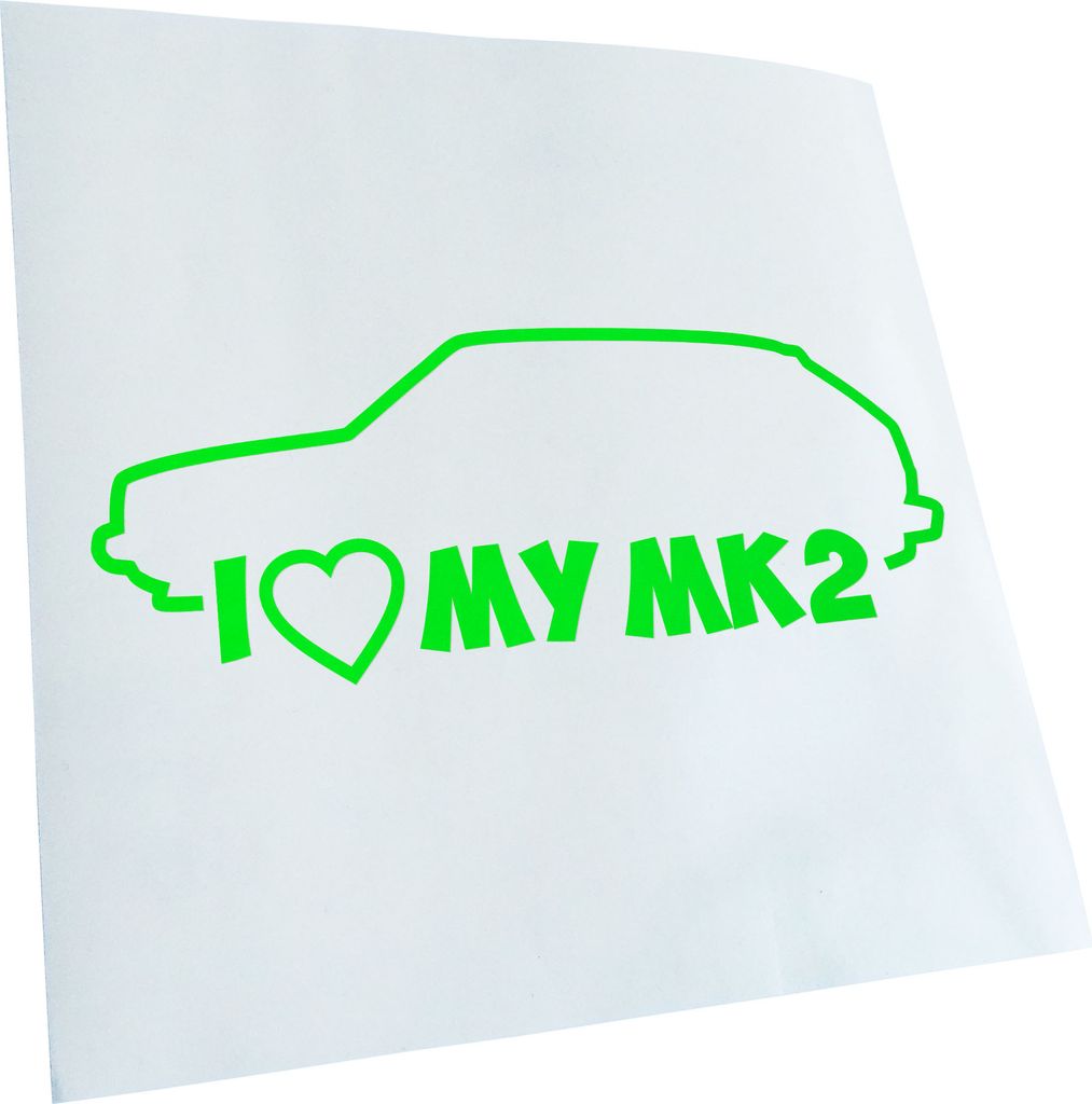 Kiwistar - Autoaufkleber - I Love My MK2 Heckscheibenaufkleber - Aufkleber für Auto Kfz Fahrrad, LKW, Truck Mofa