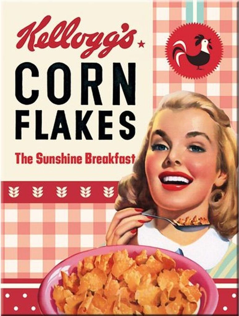 Nostalgic-Art - Magnet 6 x 8 cm - Kellogg's - Girl Corn Flakes Collage