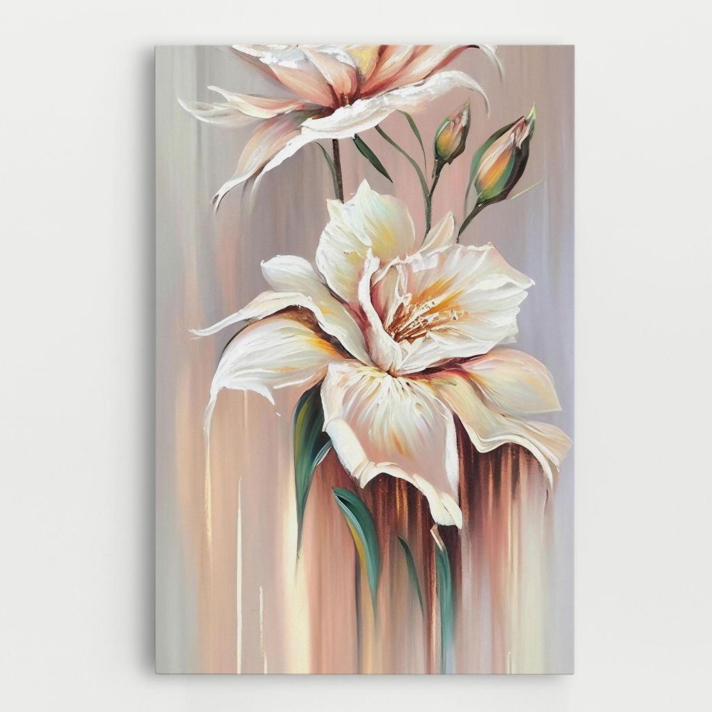 ARTHUB Leinwandbild 40x60 cm, Abstract Lily Painting | Wohnzimmerdekoration, Hängende Bilder, Wanddekoration, Heimdekoration, Blumen, Lilien
