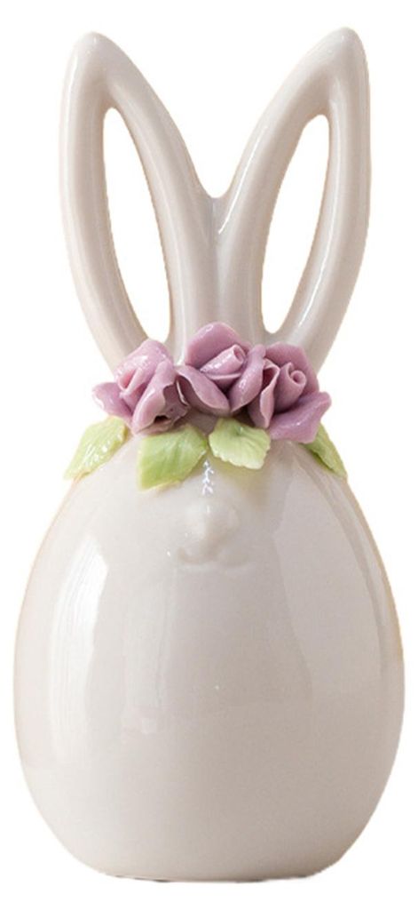 Osterhasenfigur aus Keramik, Mini-Blumenhasenstatue, Frühlings-, Oster-, Heim-, Büro-, Feiertags- und Partydekoration