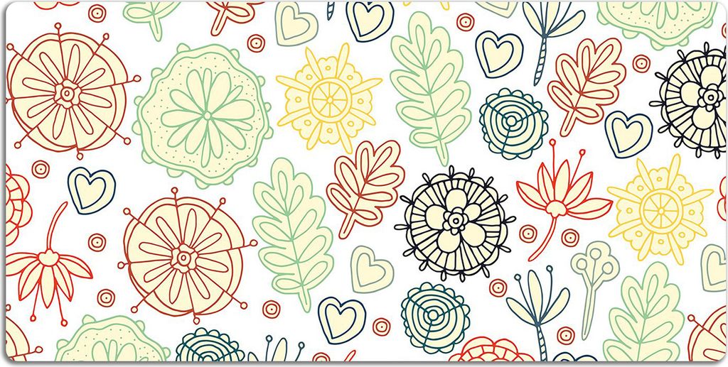 Schreibtischmatte Tischunterlage 120x60 cm Mauspad - Blumen und Herzen.