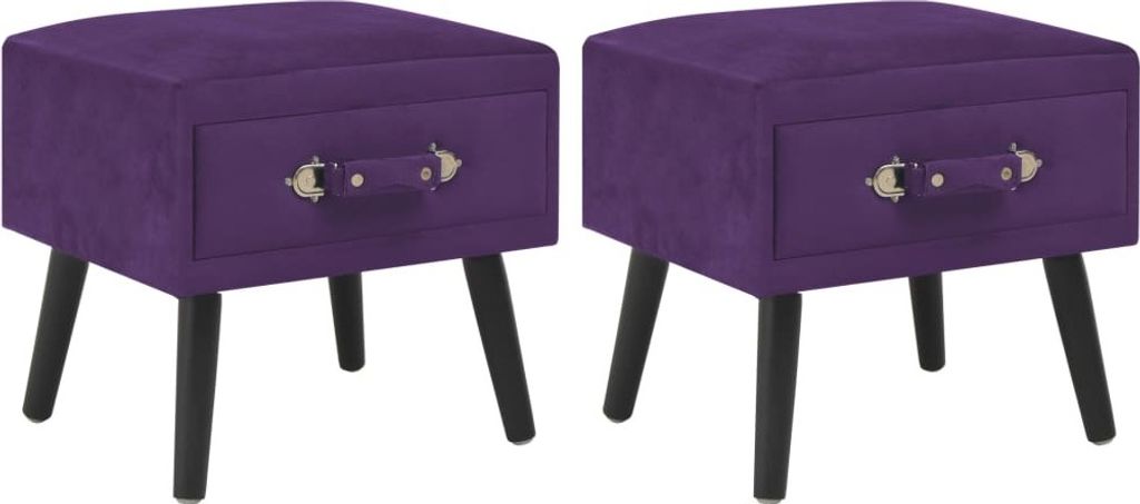 The Living Store Nachttische 2 Stk. Dunkelviolett 40 x 35 x 40 cm Samt