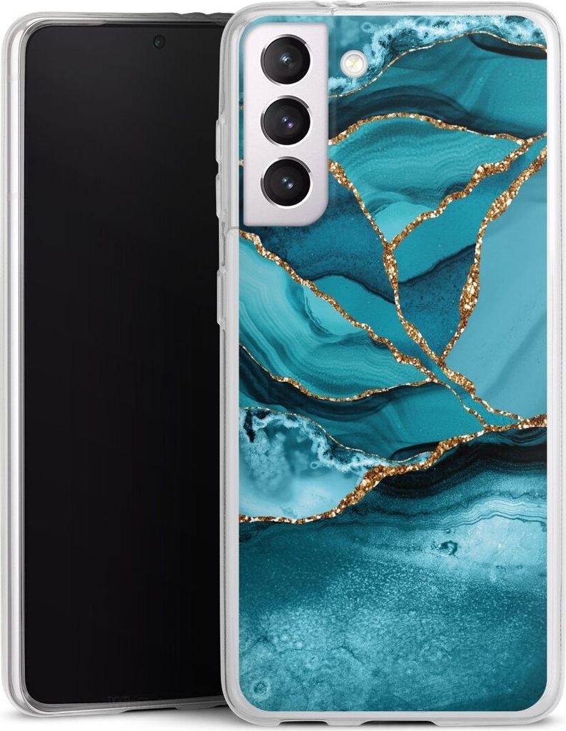 DeinDesign Slim Hülle für Samsung Galaxy S21 5G Silikon Case Ultra Dünn Handyhülle Edelstein Glitzer Look Marmor