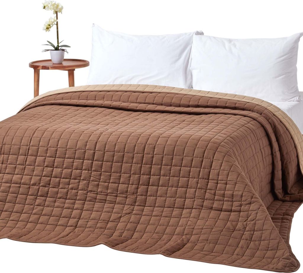 HOMESCAPES Gesteppte Tagesdecke aus 100% Baumwolle, Produktbild 
