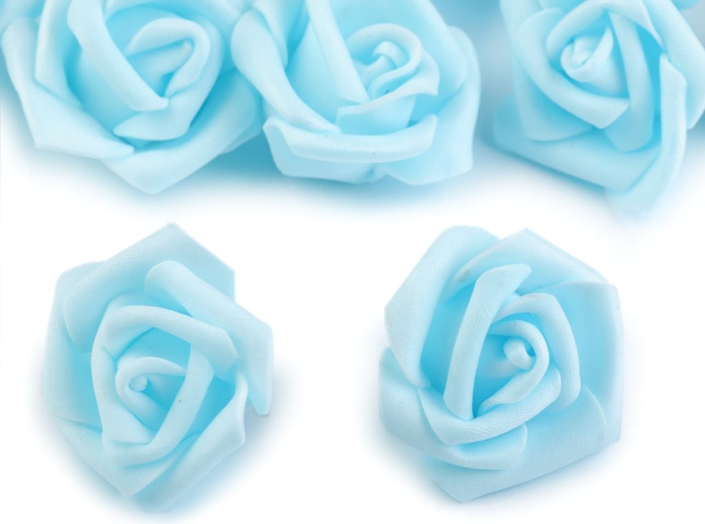 10 x Deko Rose / Rosenblüte / Rosenkopf 4cm, blau