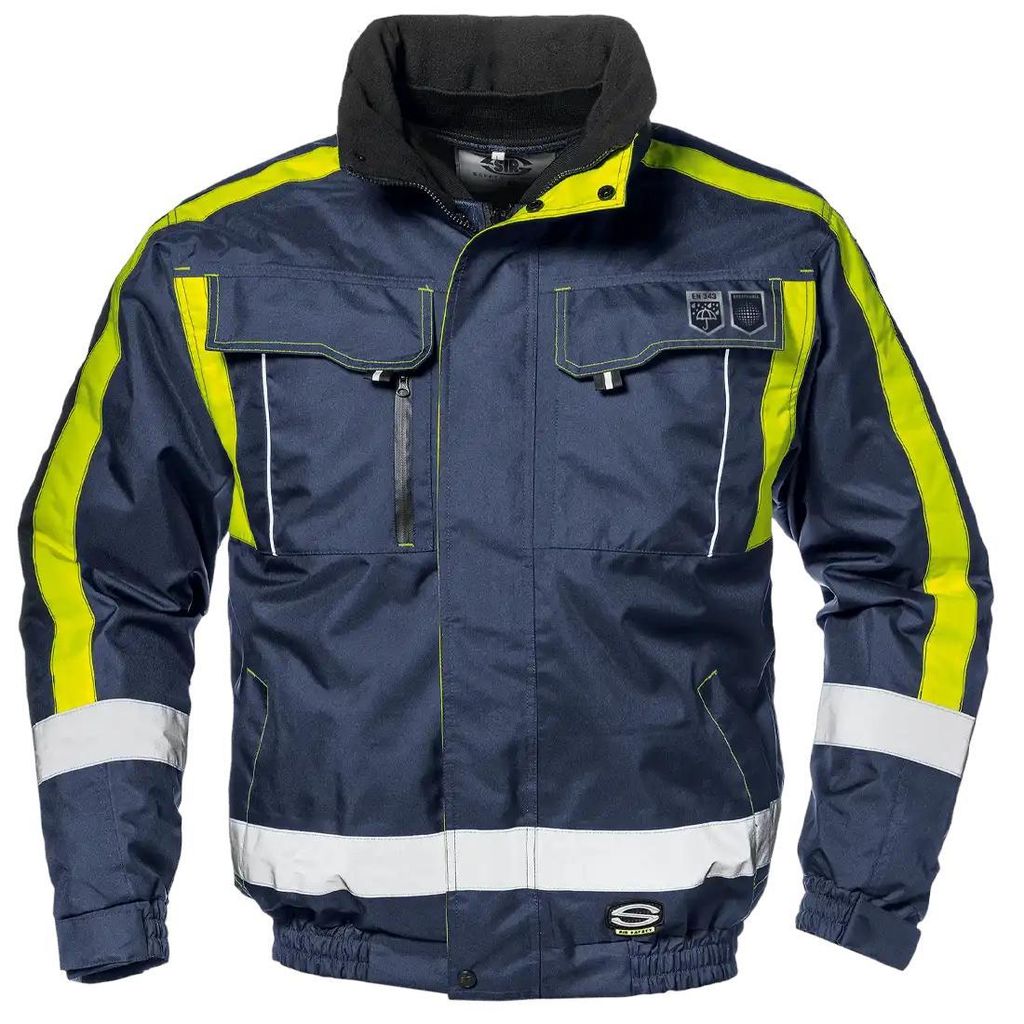 Sir Safety Contender Warnschutz Pilotjacke Herren wasserdicht mit Reflexstreifen 4 in 1, L, BLAU/NEONGELB