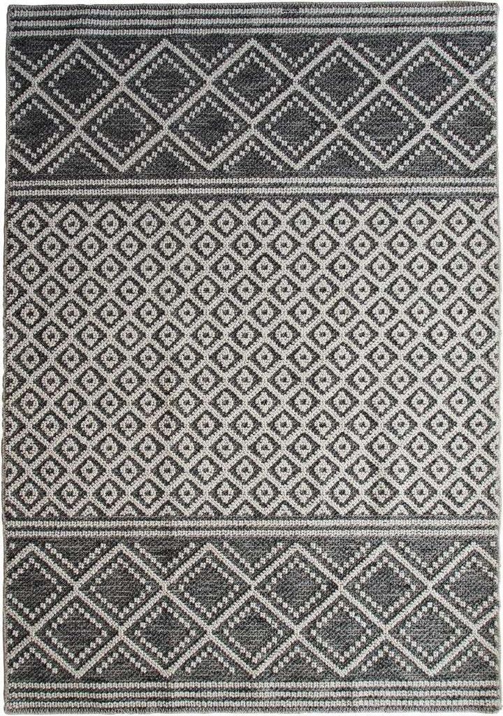 Teppich aus Polypropylen und Baumwolle mit Kreuzmuster, 160x230, grau