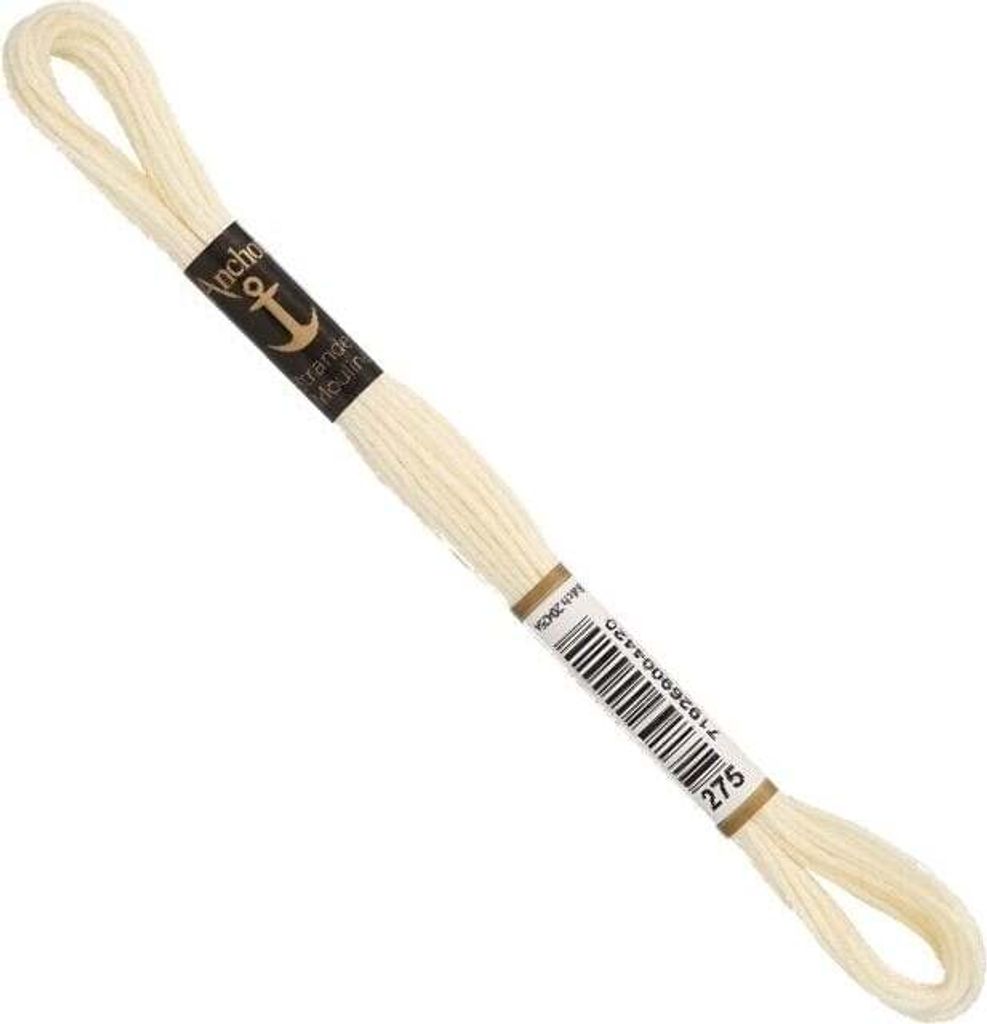 A single skein of embroidery thread on a white background.