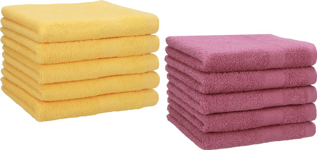 Betz 10 Stück Gästetücher 30x50 cm PREMIUM 100% Baumwolle Set Farbe: honiggelb und beere