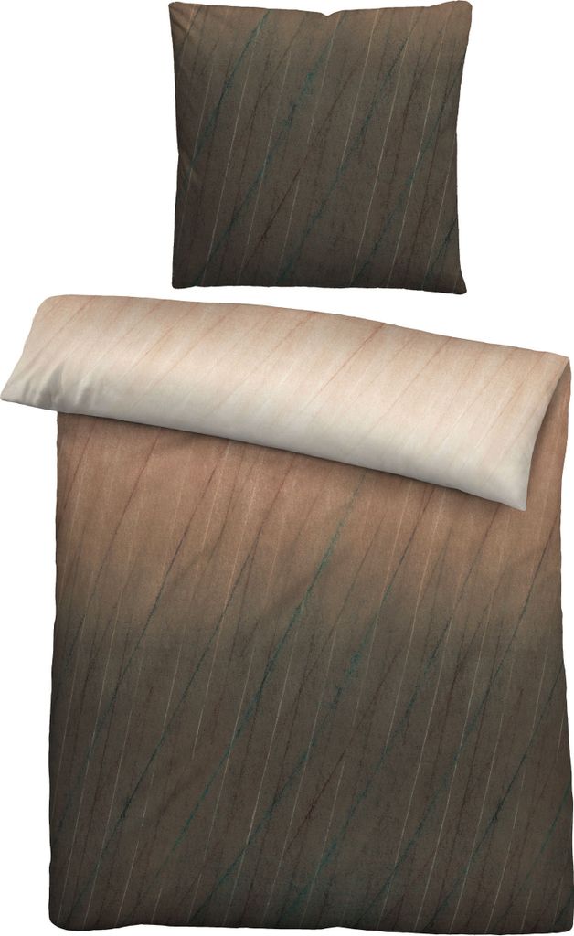 biberna Feinbiber Bettwäsche 0006731 FARBVERLAUF color: gold, size: 1x 135x200 cm + 1x 80x80 cm