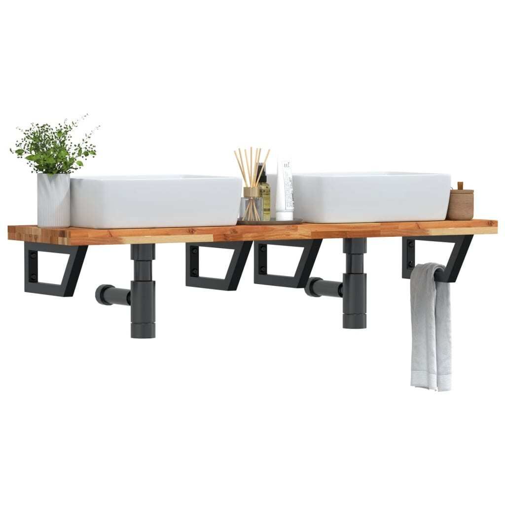 Maison Exclusive - Waschbeckenregal Wandmontage Stahl und Akazienholz