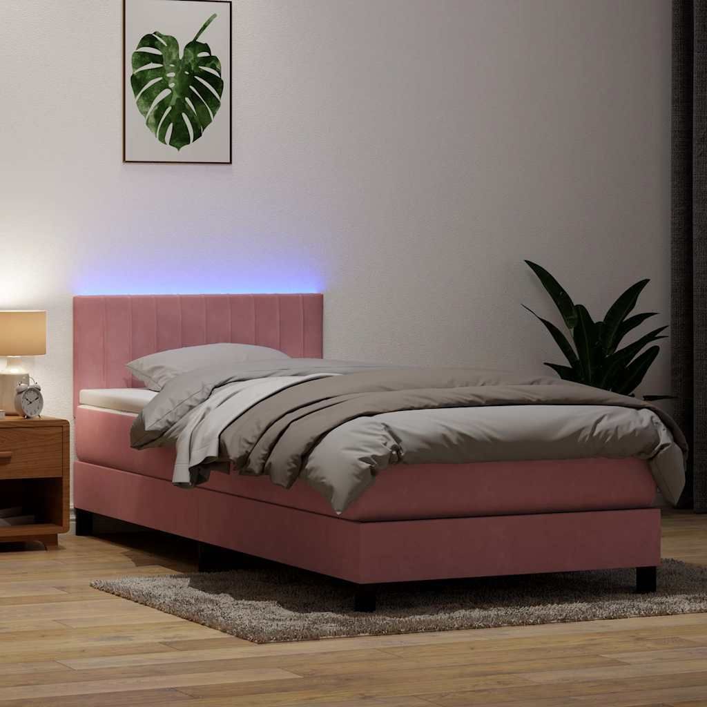 Maison Exclusive - Boxspringbett mit Matratze & LED Rosa 80x220 cm Samt