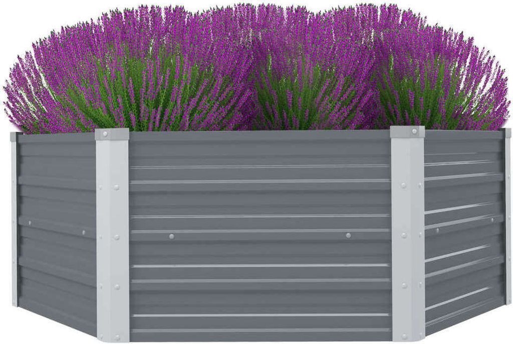 vidaXL Lit surélevé 129 x 129 x 46 cm Acier galvanisé Gris Image du produit 