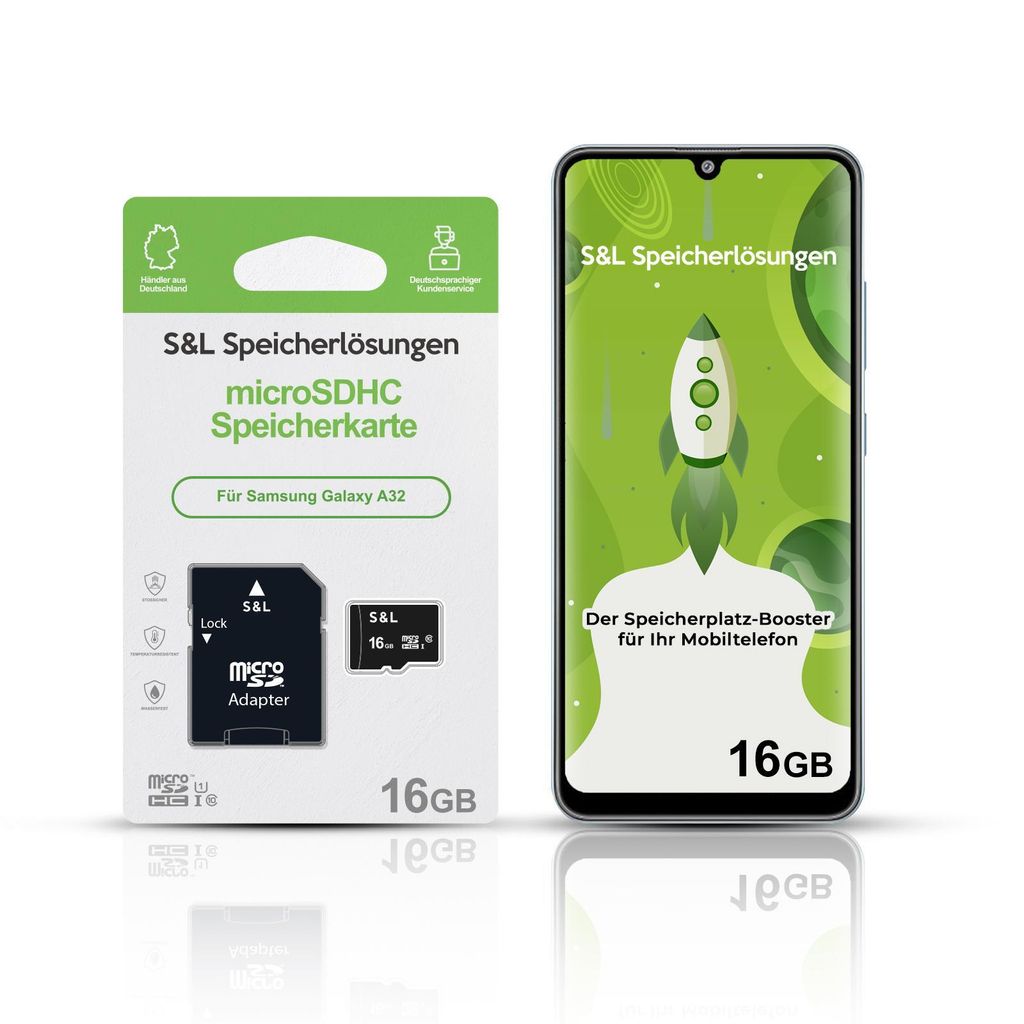 microSD Speicherkarte S&L für Samsung Galaxy A32 - Speicherkapazität: 16 GB
