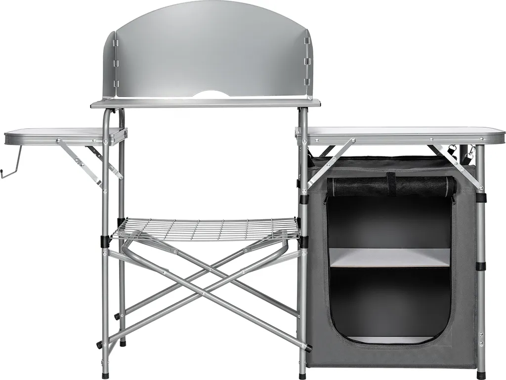 Table de Camping avec Cuisine de Jardin Pliable et Pare-vent Amovible