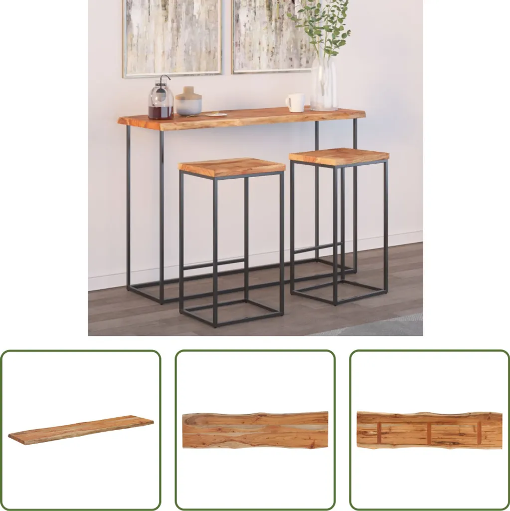 Top Scrivania Acacia 140x40cm - Piano in Legno Massiccio Bordo Naturale