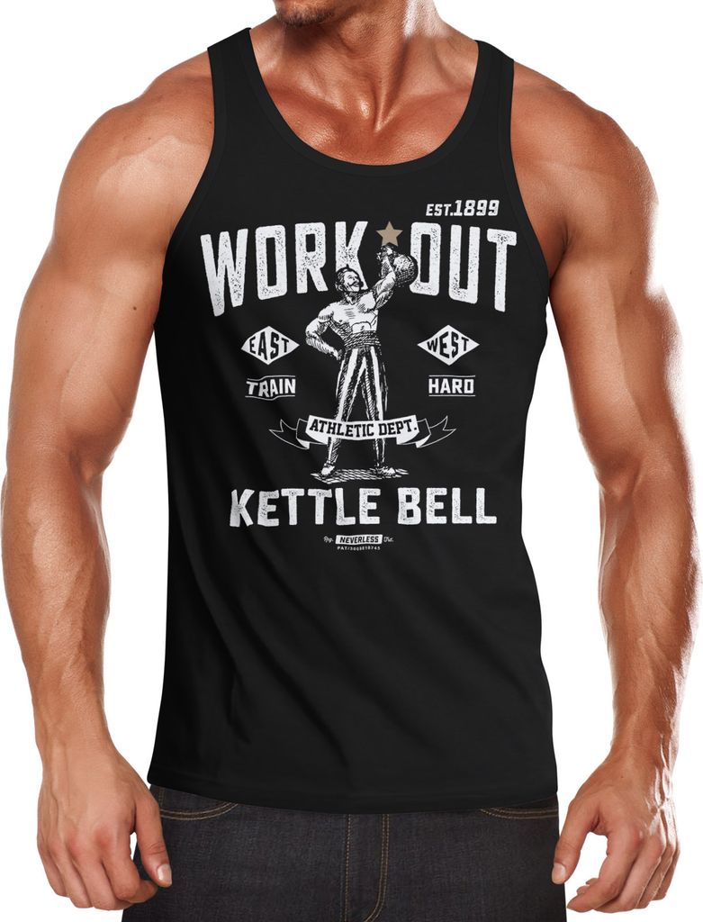 Herren Tank-Top Kettle-Bell Muskelshirt Gym Muscle Shirt Fitness Neverless schwarz M