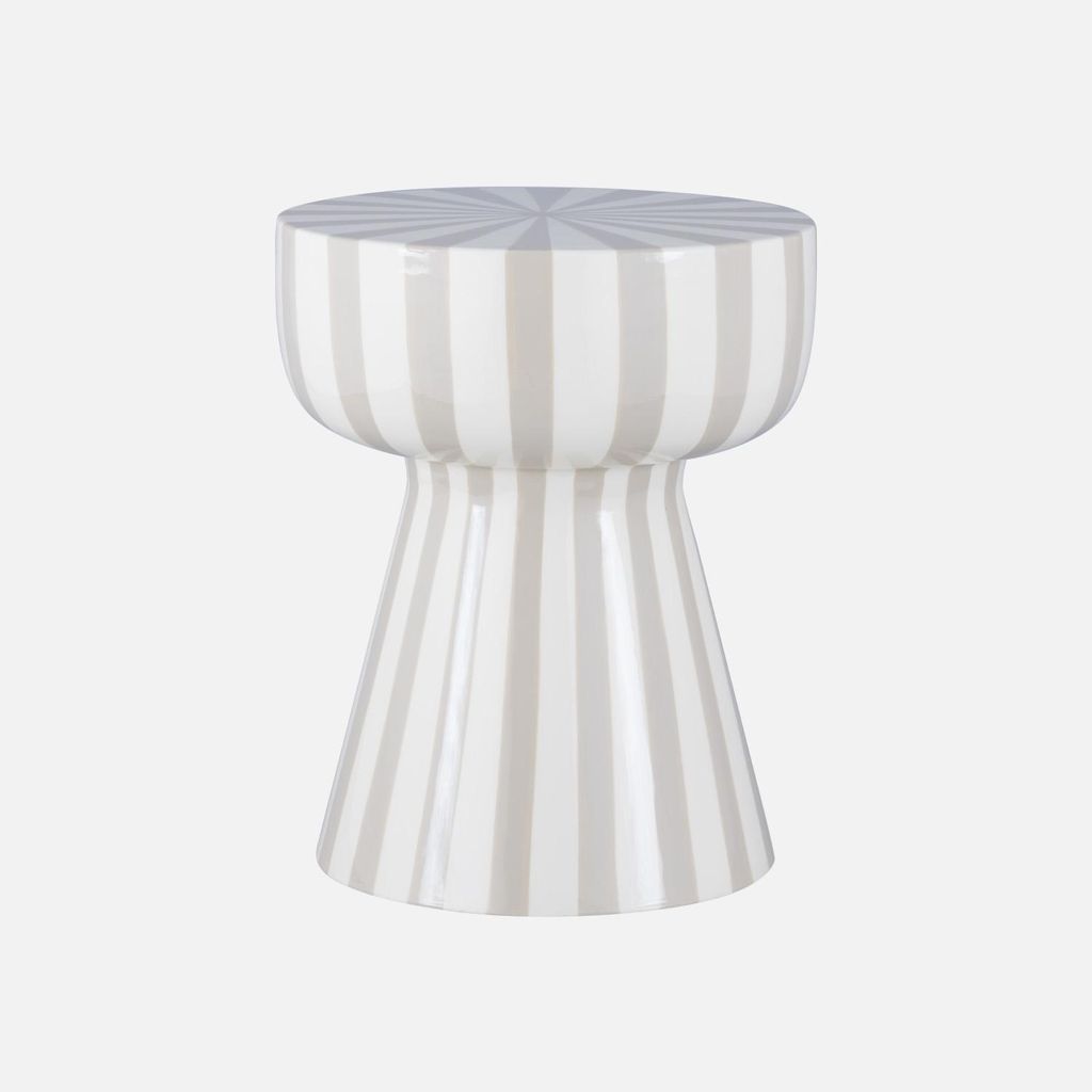 A striped stool on a white background.