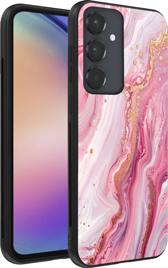 Smartphonica Handytasche passend für Samsung Galaxy A54 5G mit Marmordruck - TPU Rückseitenschutzhülle Marmordesign - Pink