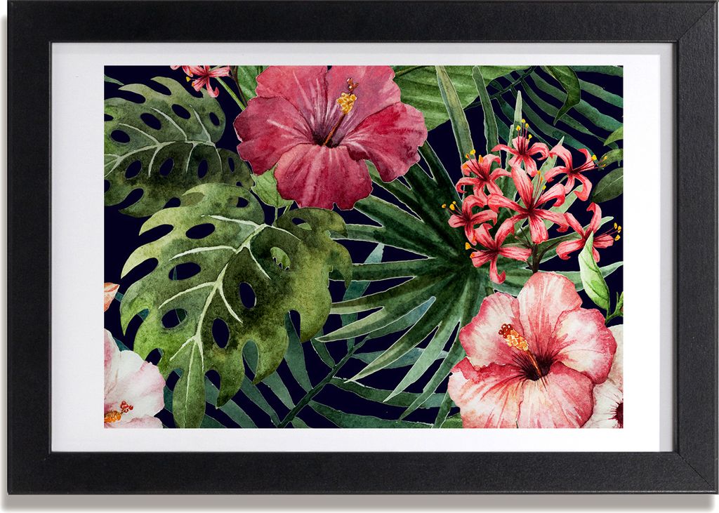 Bild 30x20 MDF-Rahmen, Wandkunst tropische Blumen