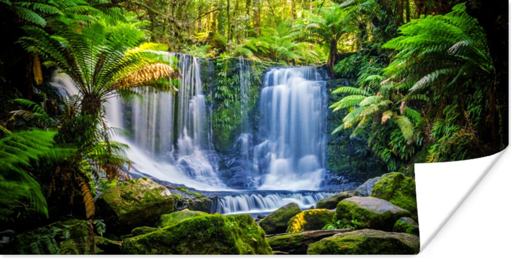 MuchoWow Poster Dschungel - Wasserfall - Australien - Pflanzen - Natur 150x75 cm - ohne Rahmen