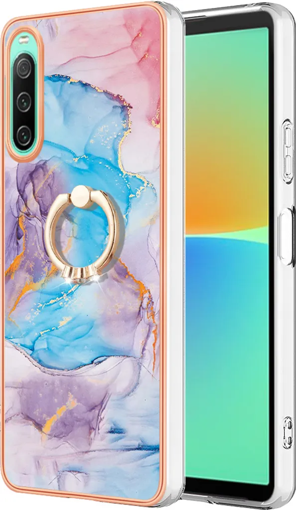 Custodia Sony Xperia 10 IV Blu: Silicone Soft Touch con Anello