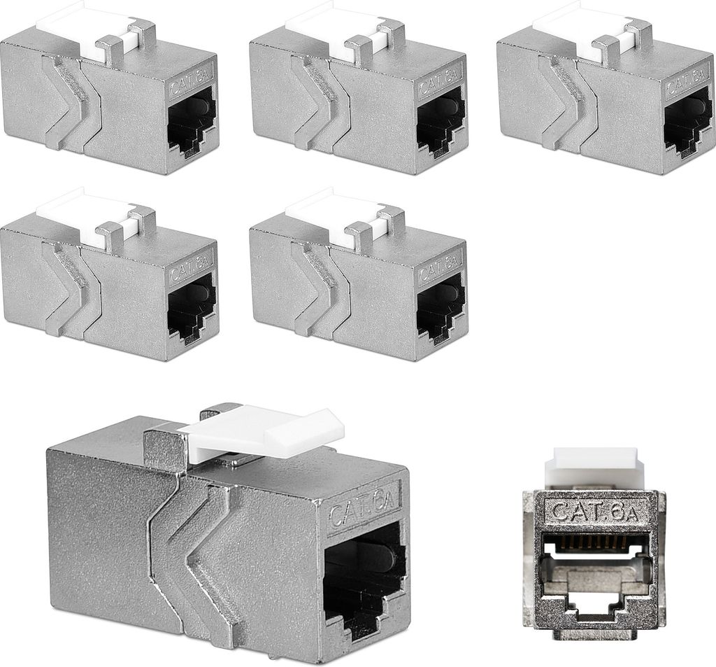 kwmobile 6x Keystone Modul für CAT 6A Kabel - 10 Gbit/s geschirmt Metall Gehäuse Schnappverschluss - Netzwerkkupplung Anschluss - Kabelverlängerung