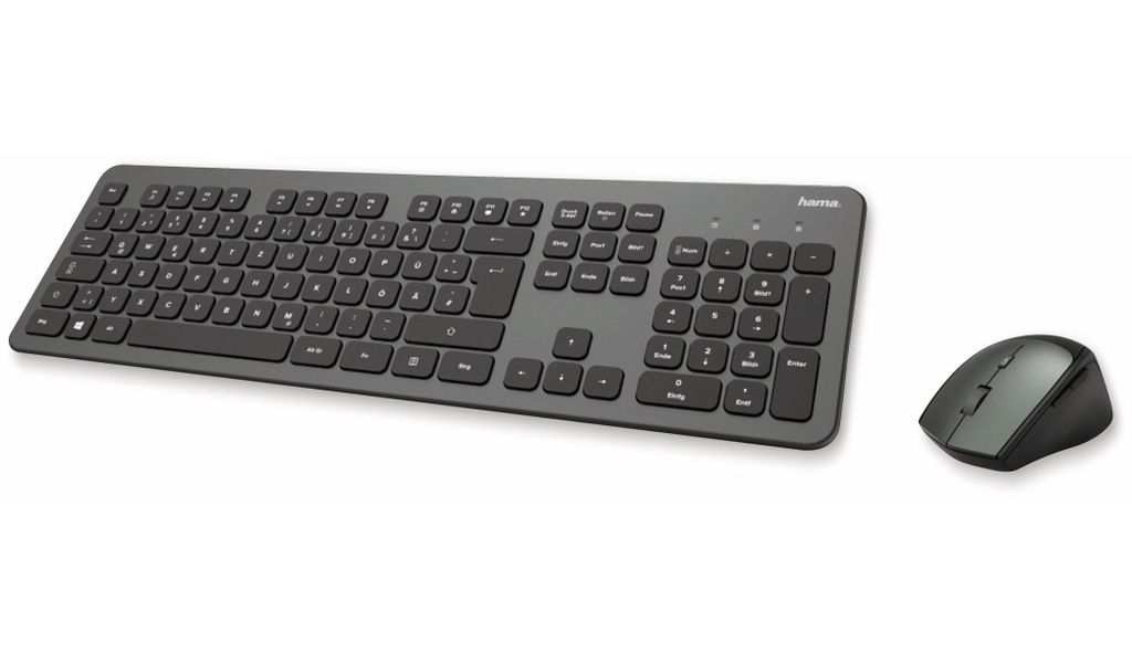A keyboard and mouse set is displayed on a white background.