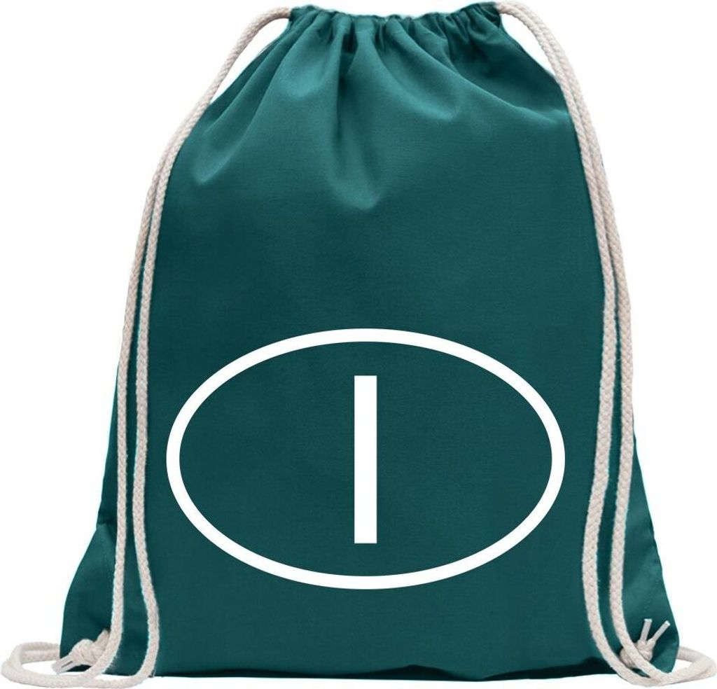 Kiwistar - Turnbeutel - petrol - Italien I - Fun Rucksack Sport Beutel Gymsack Baumwolle mit Ziehgurt