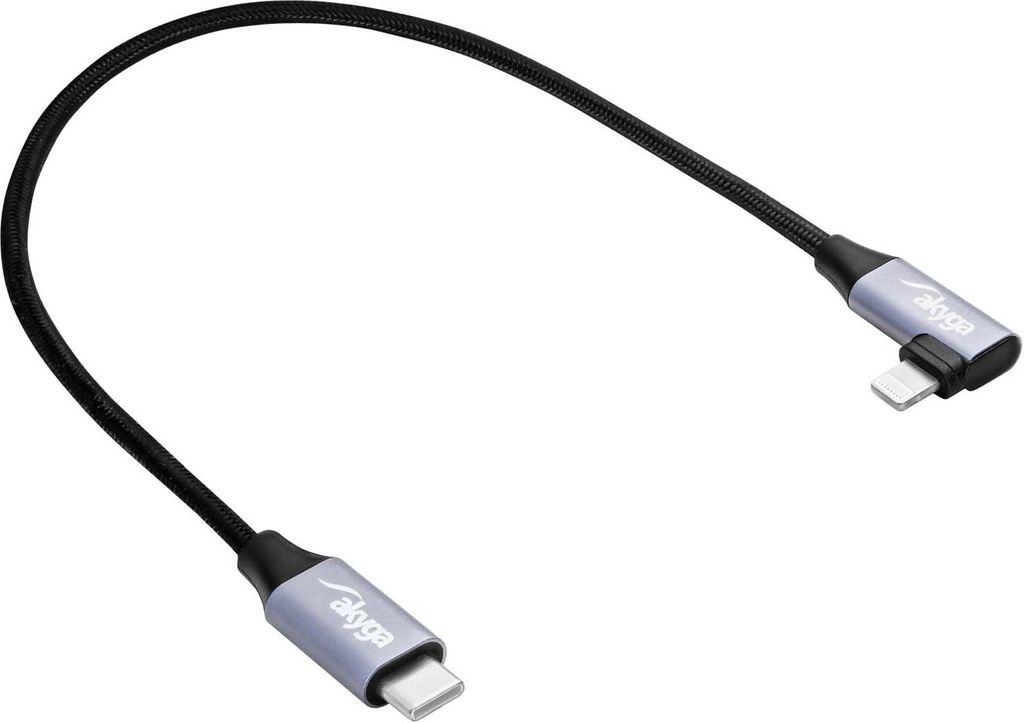 Akyga AK-USB-55, 0,3 m, Lightning, USB C, Männlich, Männlich, Schwarz