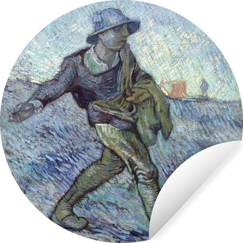 MuchoWow Runde Wandtattoo - Wandsticker Tapete Aufkleber Der Sämann (nach Millet) - Vincent van Gogh Ø 30 cm Selbstklebend und Repositionierbar...