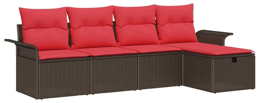 Gartensofa-set mit Kissen mit Speicher 5 pcs Poly Rattan