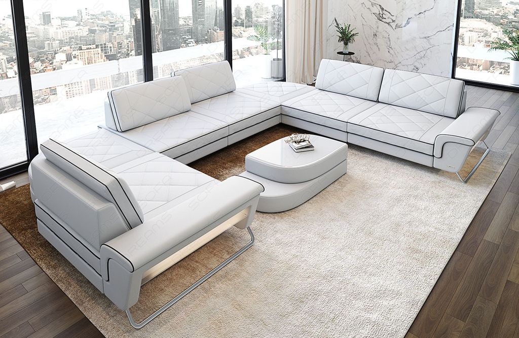 Leder Wohnlandschaft Rotello Echtleder