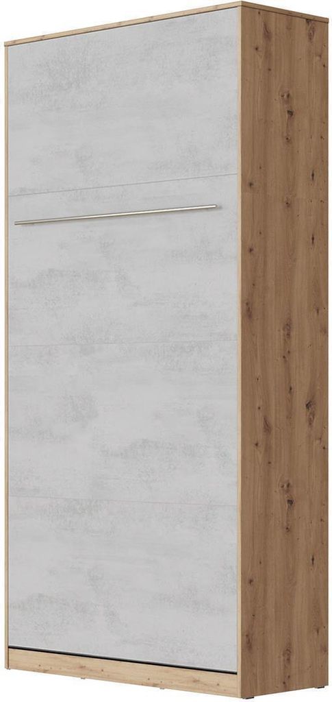 SMARTBett Schrankbett Standard Wildeiche/Beton 90 Vertikal